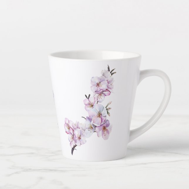 Caneca De Café Latte Cerejeira Rosa Blossomo Cerâmica (Direita)