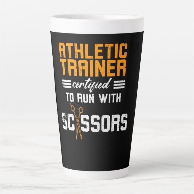 Caneca De Café Latte Certificado para formador atlético (Frente)