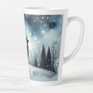 Caneca De Café Latte Cervo Noturno Invernal Estrelado