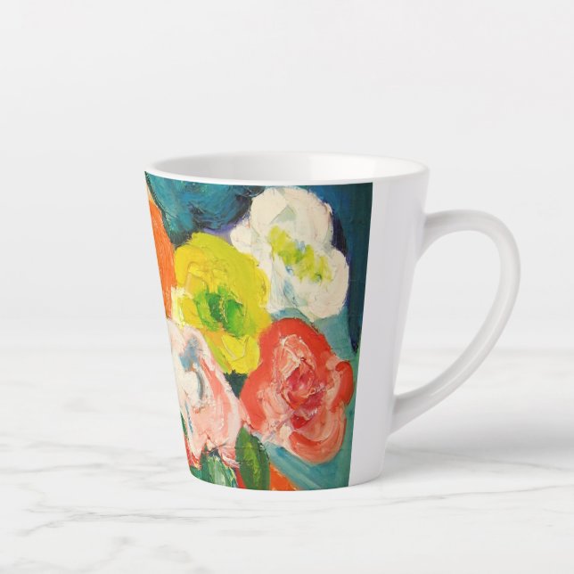 Caneca De Café Latte Cesta de Flores Latte Mug (Direita)