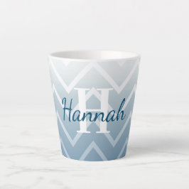 Caneca De Café Latte Céu Azul Chevron Branco