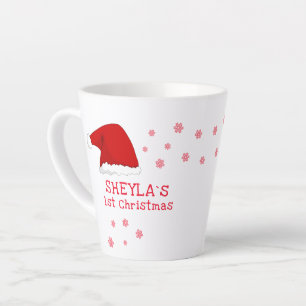 Caneca De Café Latte Chá de Bebê de Natal Chapéu de Papai Noel Floco de