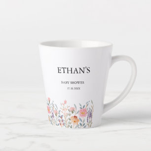 Caneca De Café Latte Chá de Bebê Jardim Floral Aquarela Simples