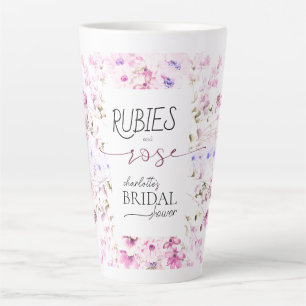 Caneca De Café Latte Chá de Bebê Personalizado com Aquarela Rosa Rubi