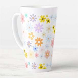 Caneca De Café Latte Chá de Bebê Retrô Floral Pastel Bebê em Flor