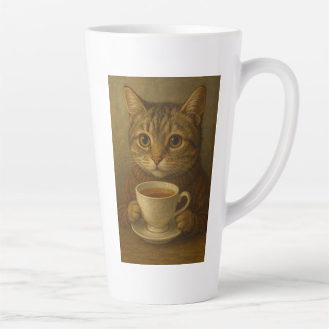 Caneca De Café Latte Chá de bebendo de gatinho bonito com você. (Direita)
