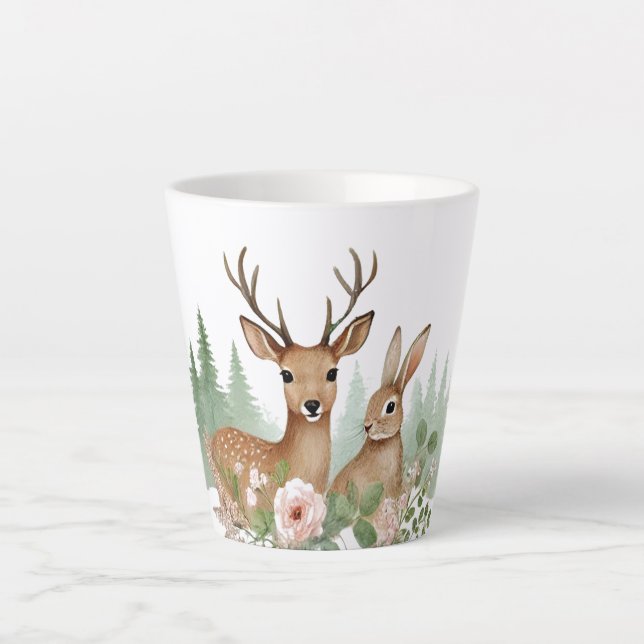 Caneca De Café Latte Chá de fraldas De Animais Da Floresta (Frente)