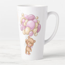 Caneca De Café Latte Chá de fraldas de Balões Rosa de Urso Teddy