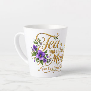 Caneca De Café Latte Chá e um Pouco de Magia Festa do Chá da Bruxa