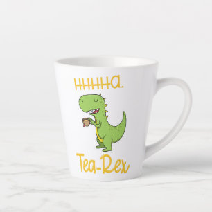 Caneca De Café Latte Chá Engraçado Rex Tiranossauro Dinossauro Bebendo