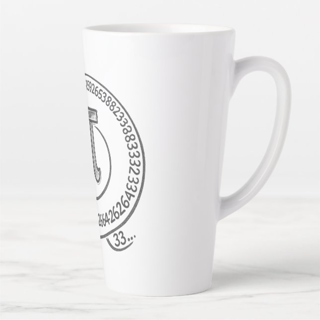 Caneca De Café Latte Chalk Style Pi Symbol with Digits – Math Pi Day (Direita)