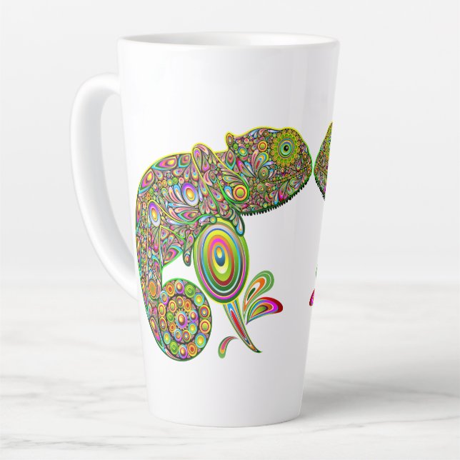 Caneca De Café Latte Chameleon Psychedelic Fantasy (Ângulo esquerdo)