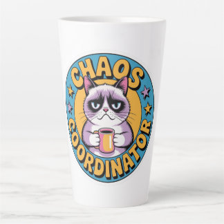 Caneca De Café Latte Chaos Coordinator Cat Sticker - Funny Grumpy Coffe
