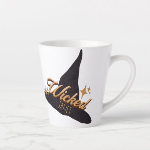 Caneca De Café Latte Chapéu de Bruxa Retro Nome Sinistro