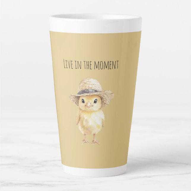 Caneca De Café Latte Chapéu de Galinha Amarela (Frente)