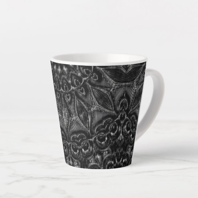 Caneca De Café Latte Charcarvão Mandala (Ângulo direito)
