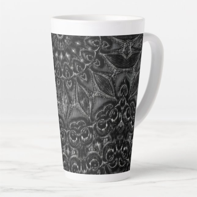 Caneca De Café Latte Charcarvão Mandala (Ângulo direito)