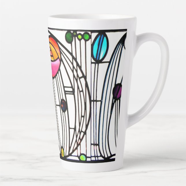 Caneca De Café Latte Charles Rennie Mackintosh flores design (Direita)
