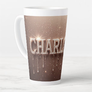 Caneca De Café Latte Charlotte Nome em Ouro Derramado
