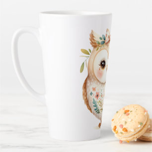 Caneca De Café Latte Charme Farmcore Boho Cottagecore Owl