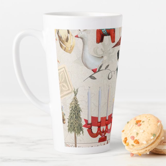 Caneca De Café Latte Charming Scandinavian Folk Christmas  (In Situ)