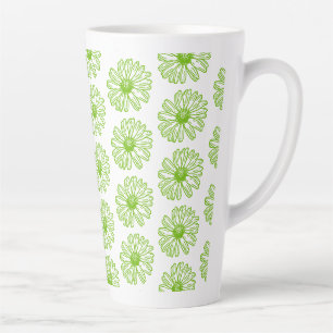 Caneca De Café Latte Chartreuse Green Daisy Impressão, Hippie Flower Im