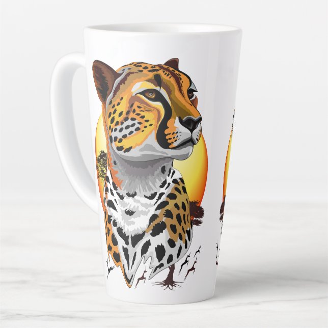 Caneca De Café Latte Cheetah African Feline Wild Animal (Ângulo esquerdo)