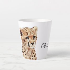 Caneca De Café Latte Cheetah Face Personalizada