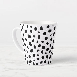Caneca De Café Latte Cheetah Spots Preto Branco