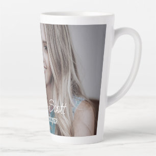 Caneca De Café Latte Chefe de negócios feminina adicionar foto nome cód