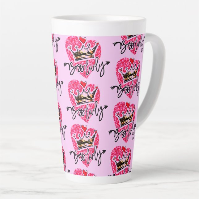 Caneca De Café Latte Chefe Lady Pink (Ângulo direito)