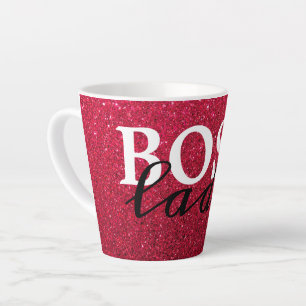 Caneca De Café Latte Chefe Lady Red Glitter Mug