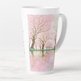 Caneca De Café Latte Cherry Blossoms of Love - Dia de as mães