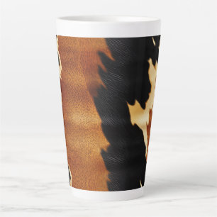 Caneca De Café Latte Chic Brown Black Cream Western Cowhide