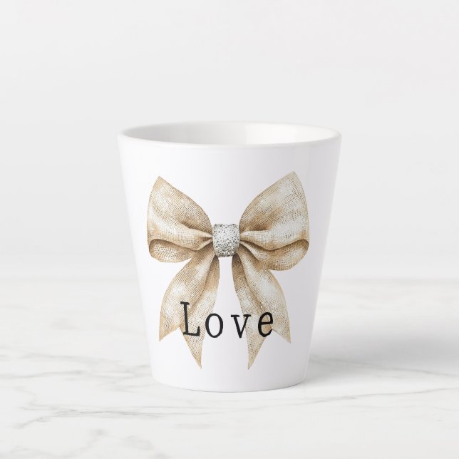 Caneca De Café Latte Chic Cream White Silver Glam Arco Love (Frente)