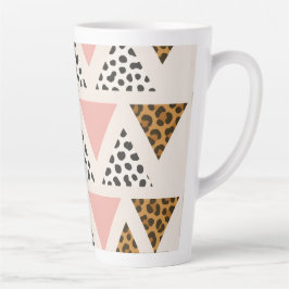 Caneca De Café Latte Chic Leopard & Pink Triangle Pattern