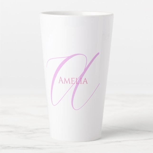 Caneca De Café Latte Chic Name Monograma - Letra Inicial Calliografia (Frente)