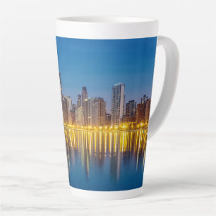 Caneca De Café Latte Chicago Dawn Cityscape