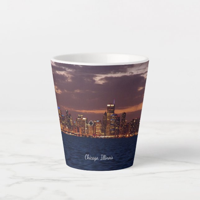 Caneca De Café Latte Chicago Skyline latte mug (Frente)