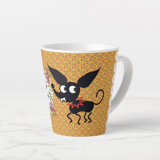 Caneca De Café Latte CHIHUAHUA DOG CARAMBA MEXICAN CARTOON Latão (Ângulo direito)