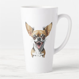 Caneca De Café Latte Chihuahua Malvado | Cachorros Engraçados