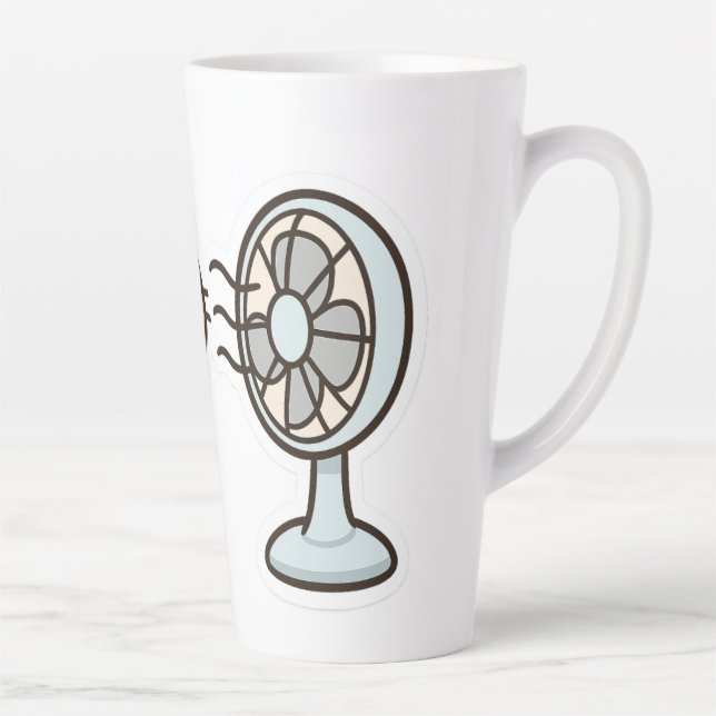 Caneca De Café Latte Chill Cat by the Fan - Cute Summer Sticker" (Direita)