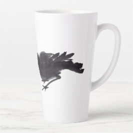 Caneca De Café Latte Chinesische Tuschekunst mit Vogelmotiv