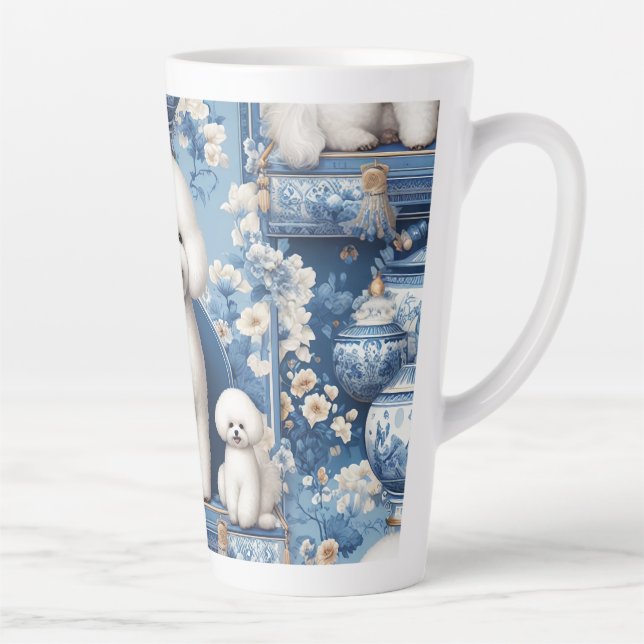 Caneca De Café Latte Chinoiserie Bichon Frise Latte Mug (Direita)