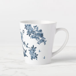 Caneca De Café Latte Chinoiserie Floral Na moda Monograma