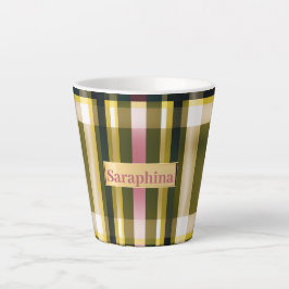 Caneca De Café Latte Chique e Na Moda Verde e Rosa