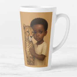 Caneca De Café Latte Chita & Menino: Laço do Selvagem e Inocente