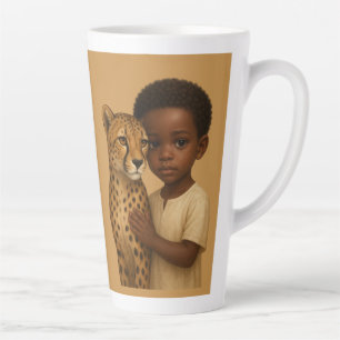 Caneca De Café Latte Chita & Menino: Laço do Selvagem e Inocente