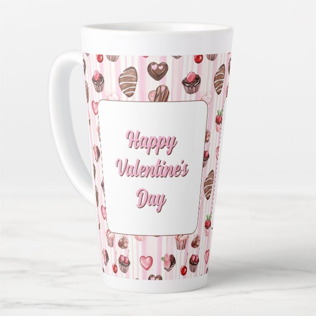 Caneca De Café Latte Choco Heart Personalizable Latte Mug (Ângulo esquerdo)