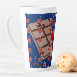 Caneca De Café Latte Choolate & Cherries c/ Royal Blue